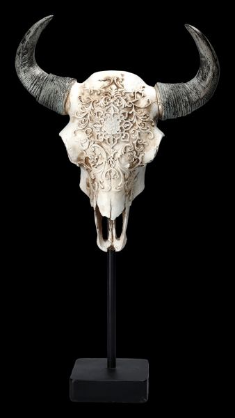 Bull Skull with Decorations and Stand
