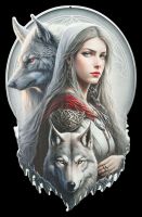 Metal Sign Magical Beauty with Wolves