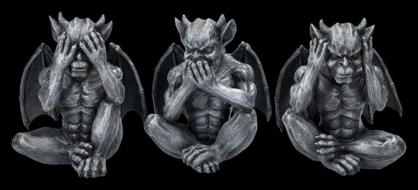 Gargoyle Figuren sitzend - Nichts Böses