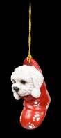 Christmas Tree Decoration Dog - Bichon Frise in Stocking