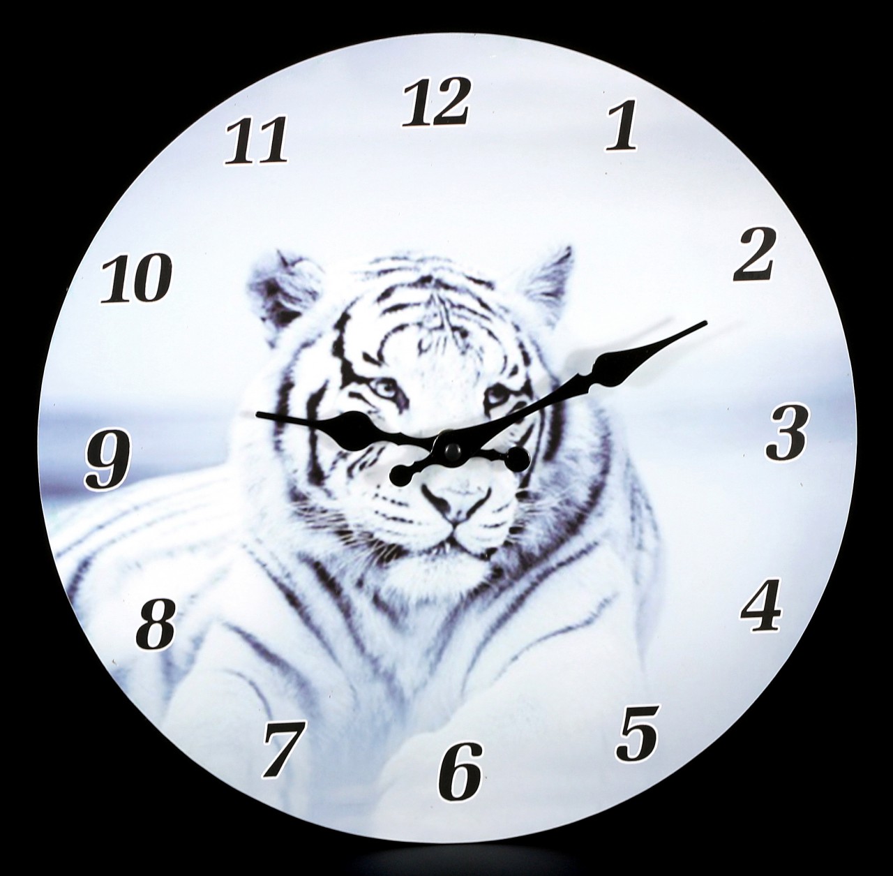 Clock - White Tiger with Snow