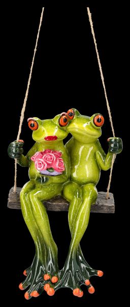Lustige Frosch Figur - Liebespaar auf Schaukel