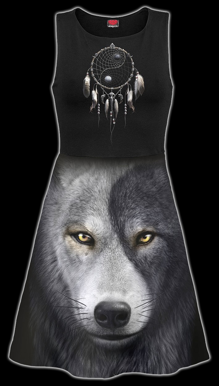 Skater Kleid Midi Fantasy - Wolf Chi