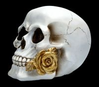 Weißer Totenkopf mit Rose - Floral Fate