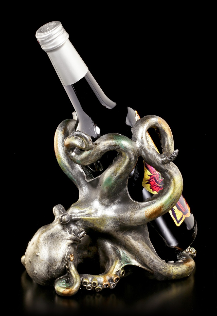 Wein Geschenk .. Flaschenhalter Oktopus maritim Skulptur Meerestier Octopus