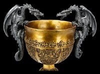 Goblet Holy Grail - King Arthur with two Dragons