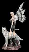 Elfenfigur - Elleth mit weißem Wolf