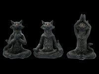 Schwarzen Yoga Katzen Figuren - 3er Set