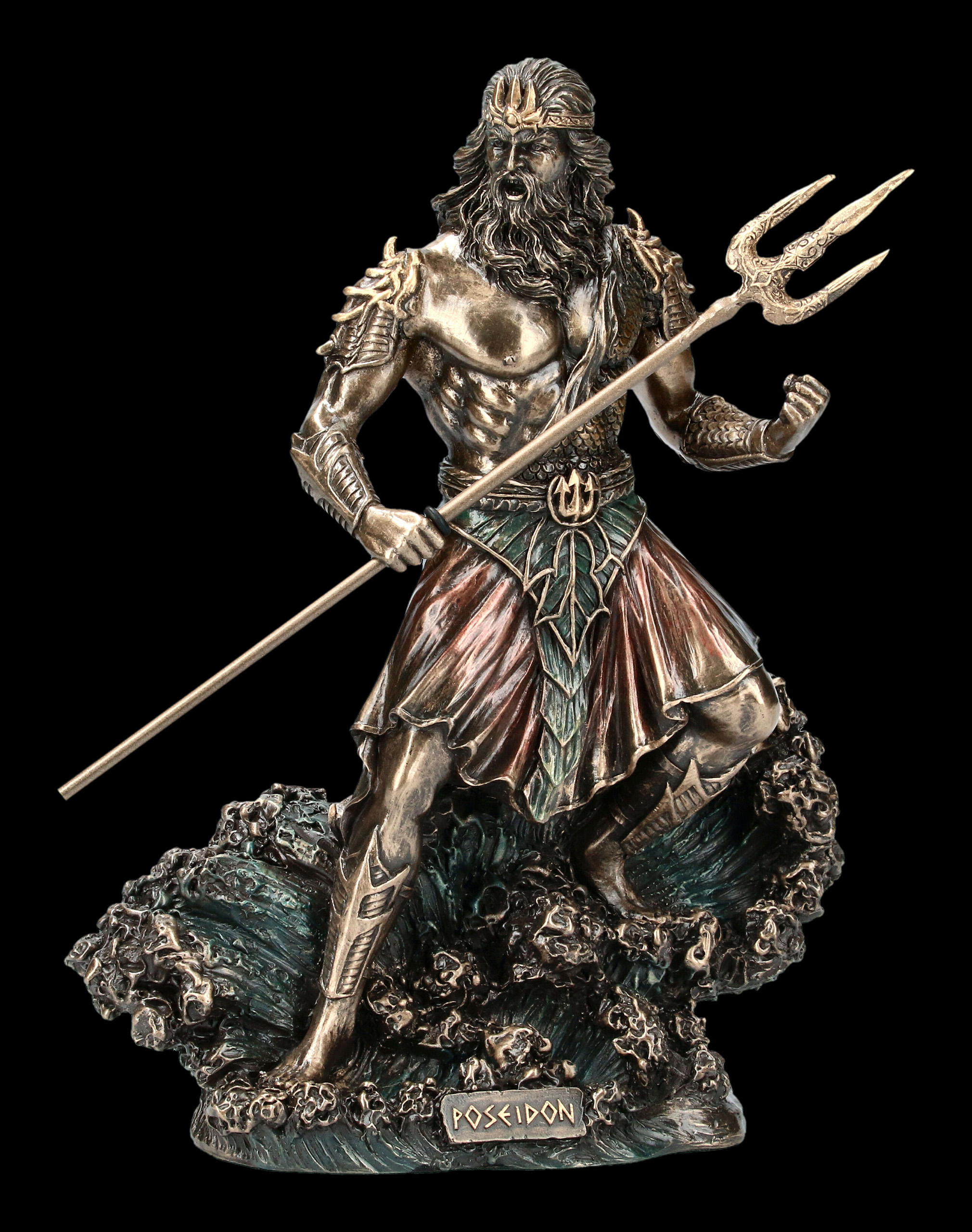 Poseidon Figur erhebt sich aus den Wellen Veronese Badezimmer Deko Bad Gott