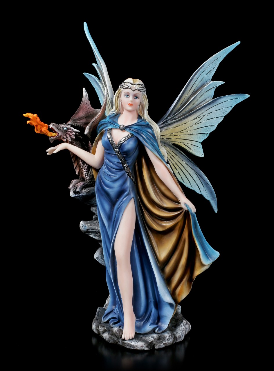 Fairy Figurine with Dragon - Guardian of the Fire