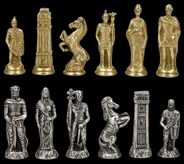 Schachfiguren Römer gegen Barbaren - Metall