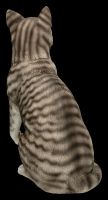 Gartenfigur - Katze sitzend grau getigert