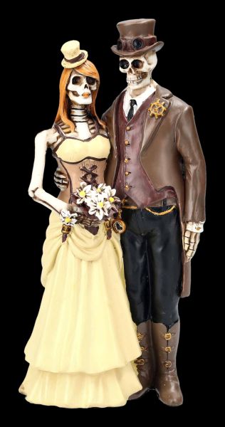 Skeleton Bridal Couple Figurine - Steampunk - I Do
