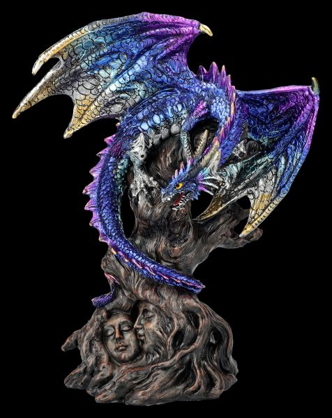 Dragon Figurine Blue on Soul Tree - Ealdwoode