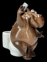 Funny Hippo Figurine - Selfie at the Toilet