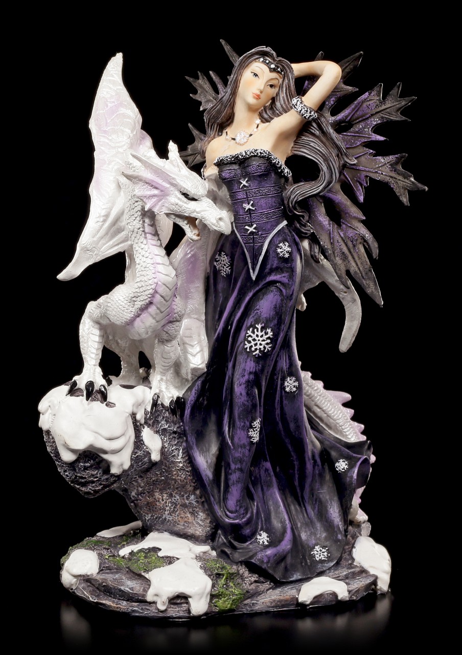 Winter Fairy Figurine with Snowdragon