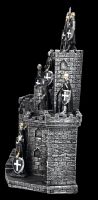 Knight Figurines Set of 12 black with Castle Display