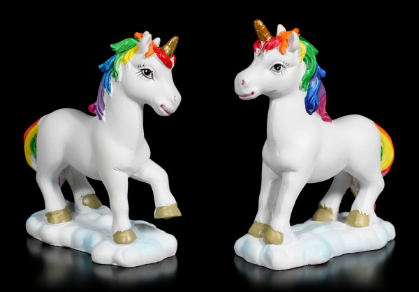  Unicorn Figurines with Rainbow Mane - Set of 2 small