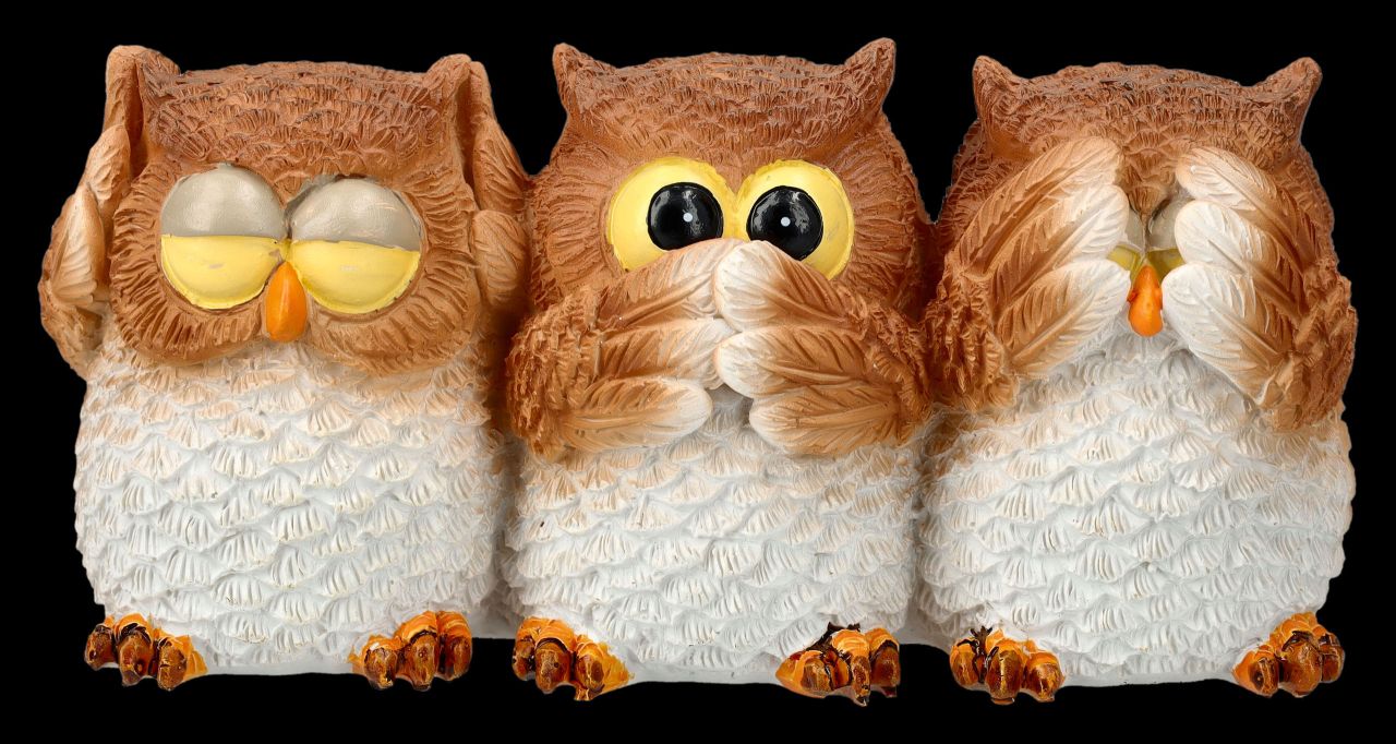 Funny Owl Figurine - "No Evil..."