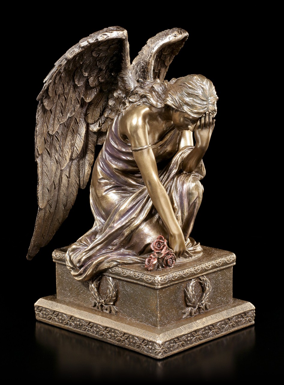 Mourning Angel Figurine with Roses