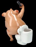 Funny Pig Figurine - Selfie at the Toilet