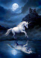Einhorn Grußkarte Fantasy - Moonlight Unicorn