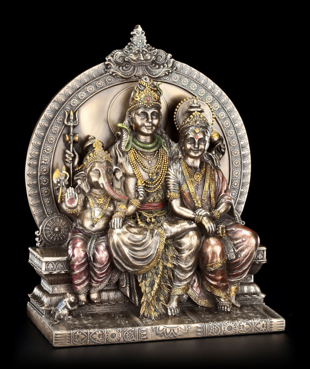 Götter Figur - Shiva, Parvati und Ganesha