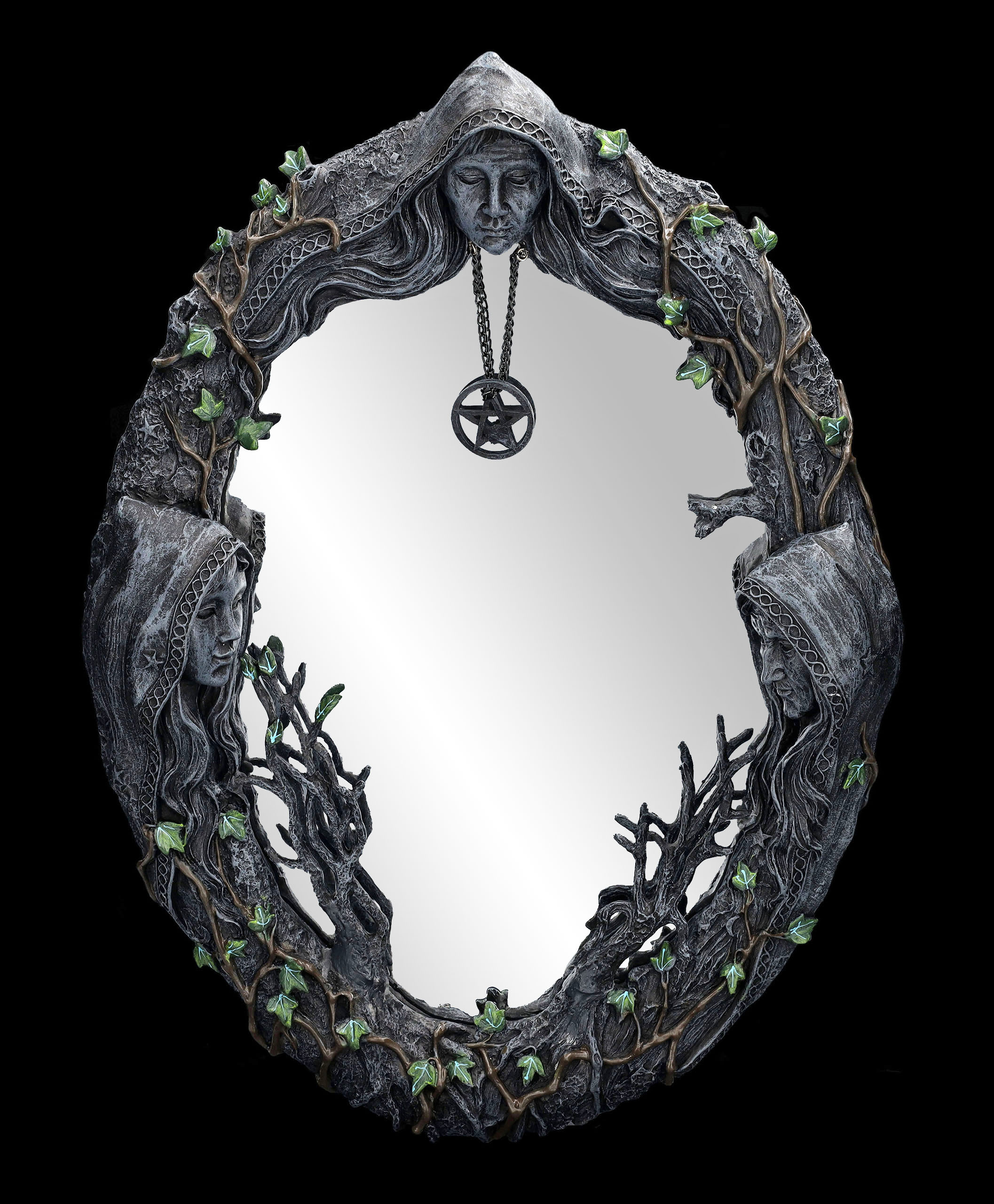 Pentagramm mit Rahmen Spiegel Gothic Wanddeko Spiegel Deko 