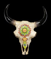 Wall Plaque Longhorn Bull Skull - Mehndi Markings