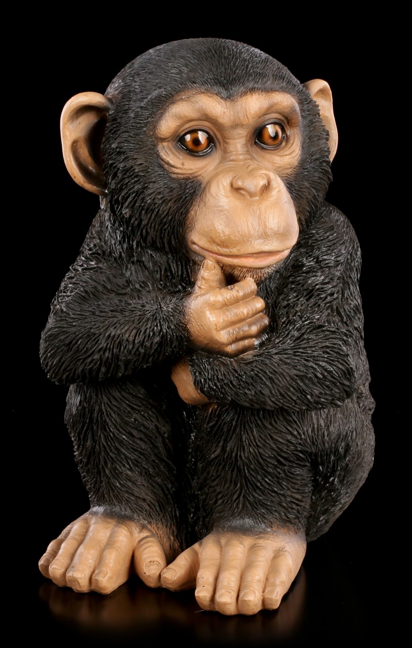 Gartenfigur - Schimpansen Junges nachdenkend