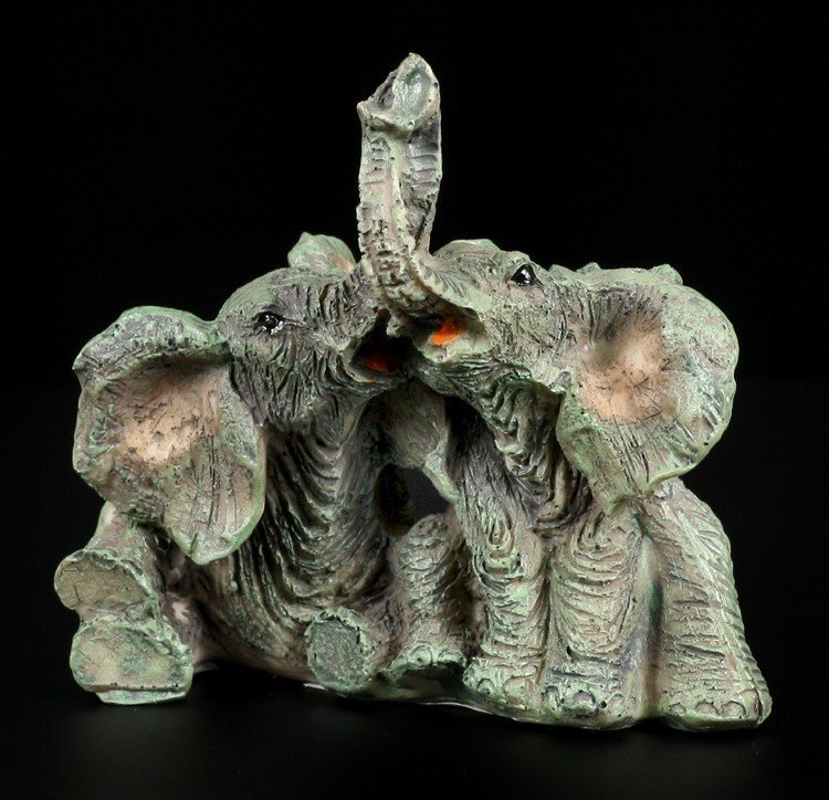Elefanten Figur - Zwei kleine Elefanten sitzend