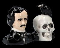 Salt and Pepper Shaker - Poe with Skull and Raven