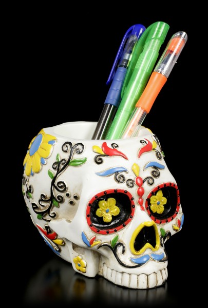 Skull Pen Pot - Day of the Dead