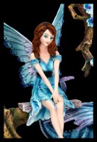 Fairy Figurine on Swing with blue Dragon