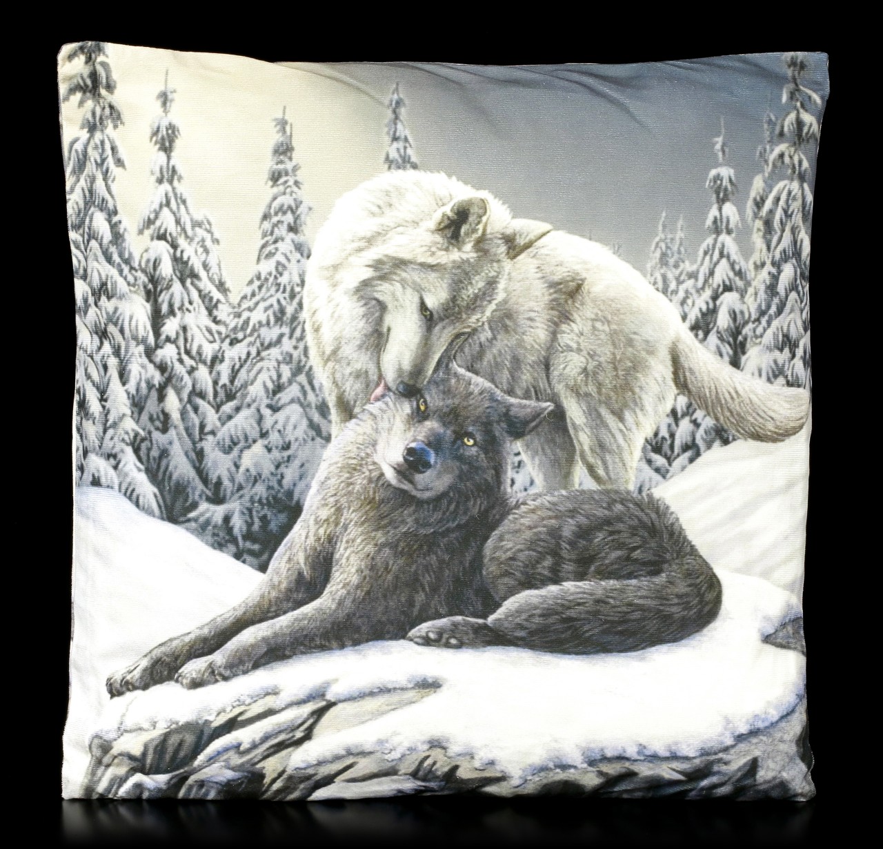 Cushion with Wolves - Snow Kisses