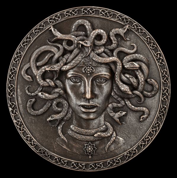 Wall Plaque - Medusa Shield with Snakes