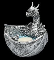 Teelichthalter Drache - Silberner Kristallwächter