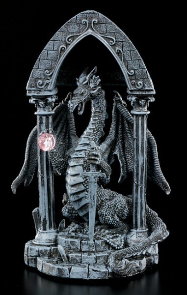 Dragon Figurine - Dragon with Sword and Crystal