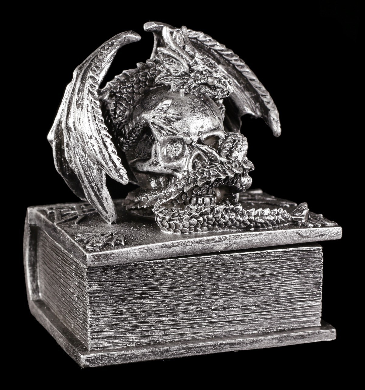 Small Box - Dragon on Book of the Dead - Silver colored