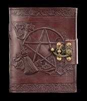 Leder Notizbuch mit Schloss - Pentagramm