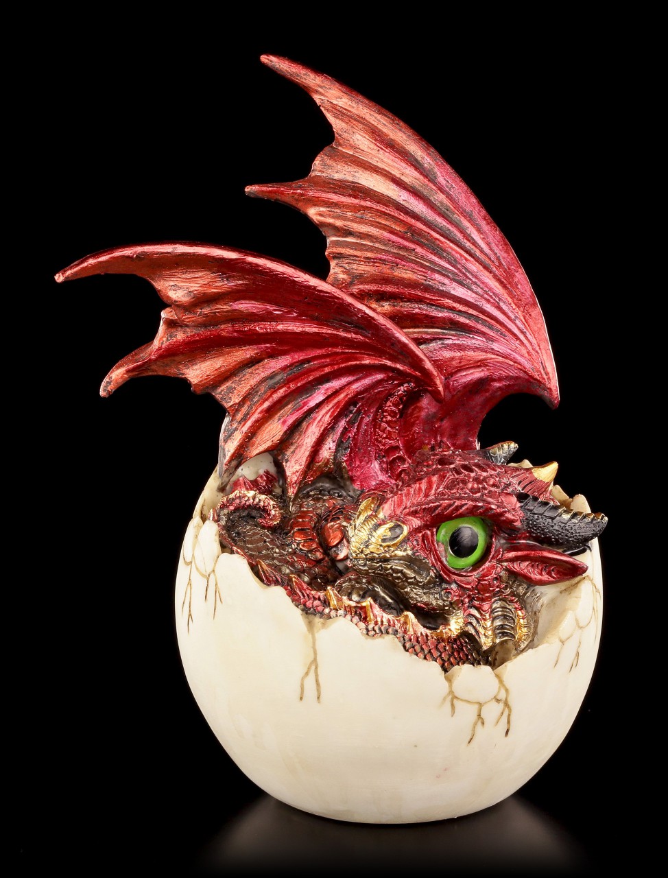 Dragon Figurine red - Goald in Eggshell