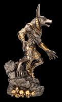 Anubis Krieger Figur auf Felsen - bronziert