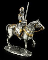 Zinn Ritter Figur - Deutscher mit Schwert und Pferd