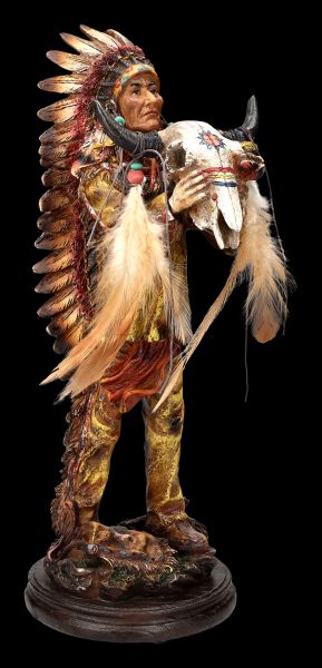 Indian Figurine - Chief holding Bison Skull