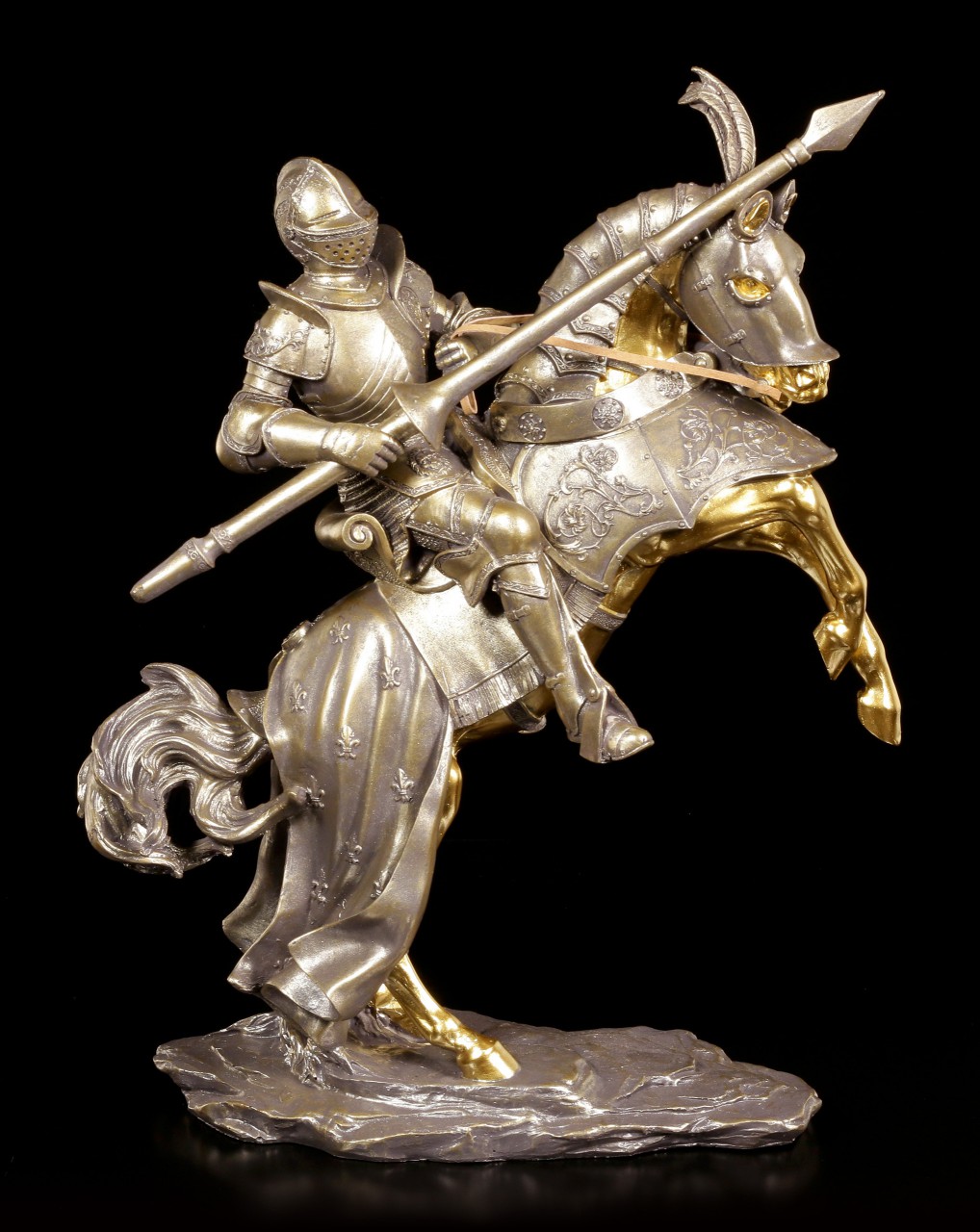 Ritter Figur - Reiter mit Lanze und goldenem Pferd
