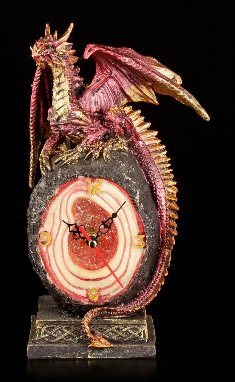 Table Clock Dragon red - Vermillion Crystal Core
