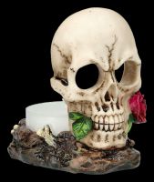 Tealight Holder - Skull with Roses