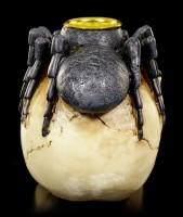 Kerzenhalter - Totenkopf mit Spinne auf Kopf
