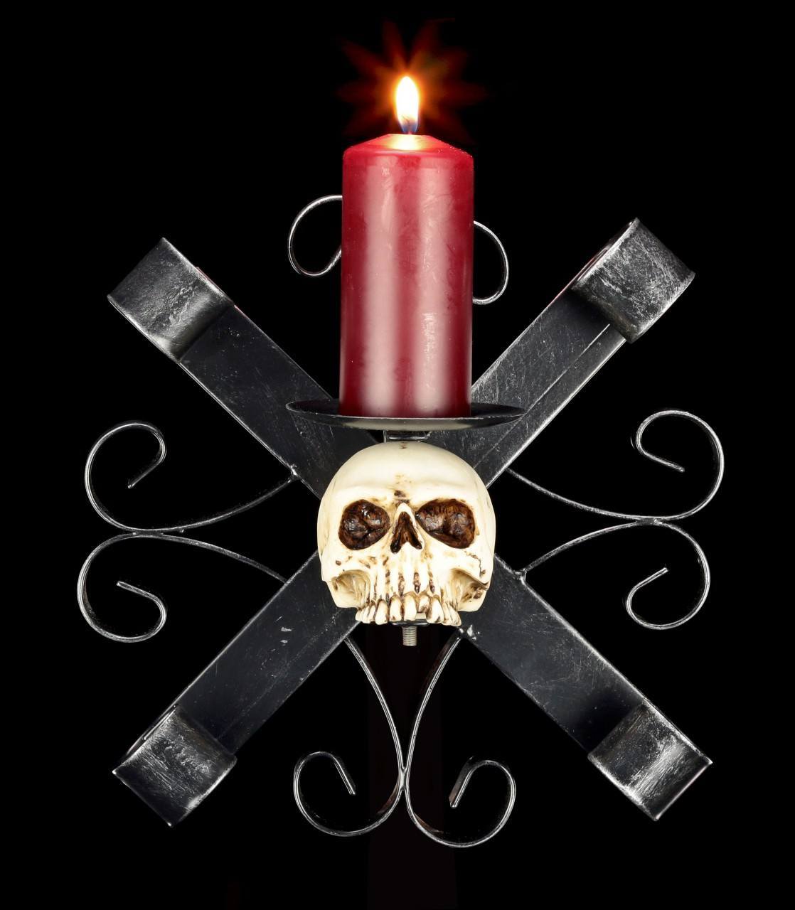 Metall Wall Candle Holder - Skull and Decoration