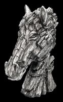 Horse Head Bust - Wooden Look Silver Coloured